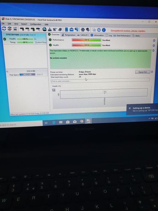 Hard Disk Laptop 250GB SATA 7200RPM – 100% Health, Testat