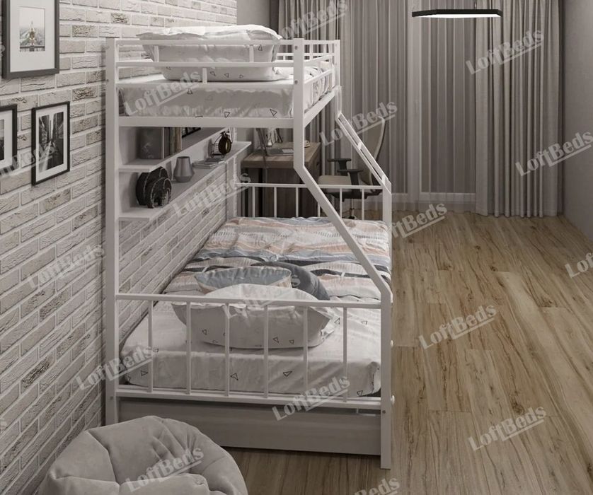 Детская Кровать Двухъярусная ВЕРОНА, матрас, полки и ящик