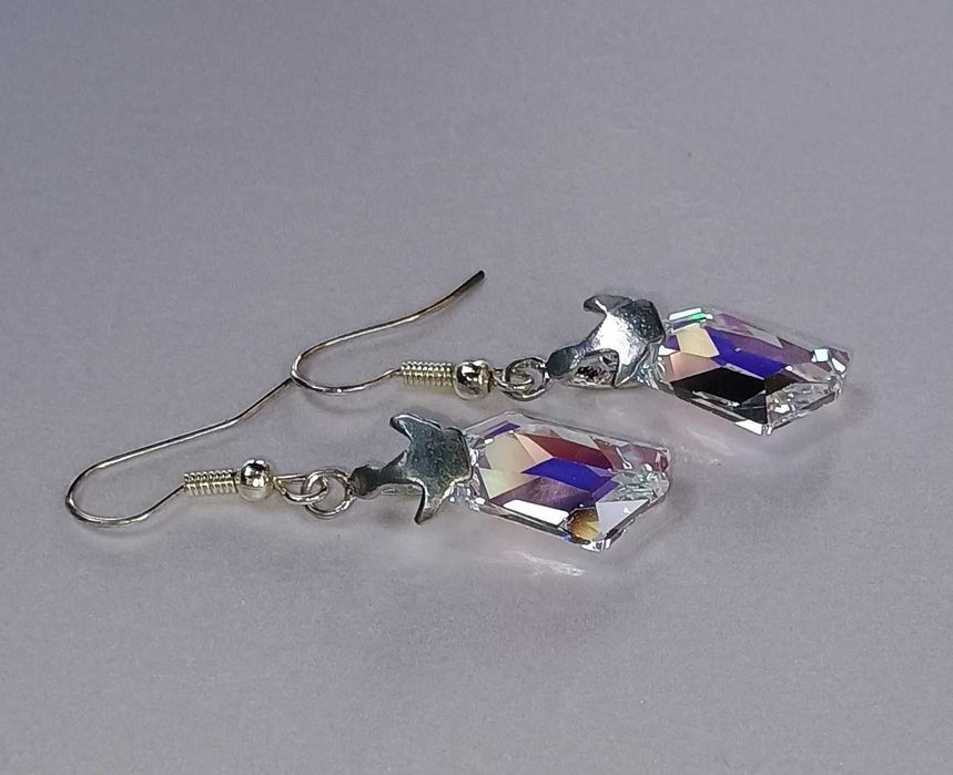 Сребърни обеци със Сваровски кристал.