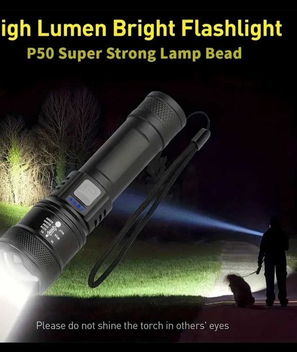 Мощно XHP50 LED фенерче Вградена батерия Презареждаема фенерче