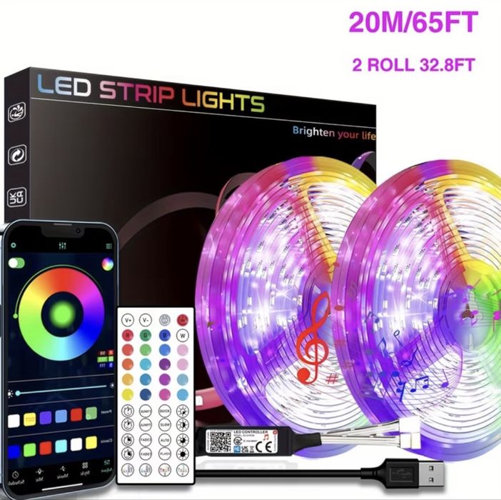 RGB LED лента/светлини (20 метра) за gaming стая - дистанционно/smart