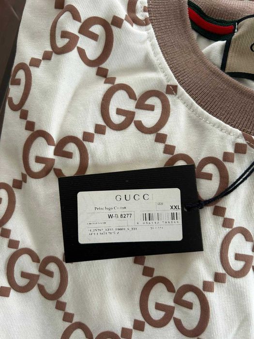 Tricou Gucci Alb Bărbați Nou XXL Fashion Premium