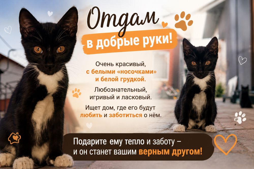 Отдам котенка в добрые руки
