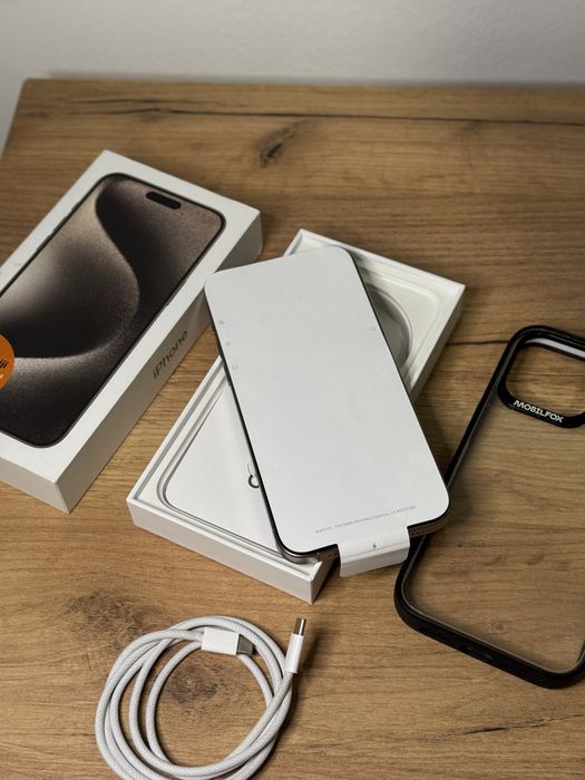 iPhone 15 Pro Max 512 GB 94% Natural Titanium full box,husa mobilefox