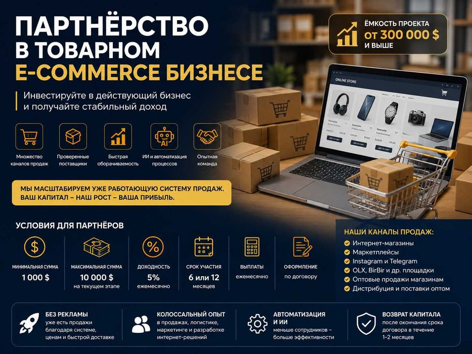 Ищу инвестиции в товарный e-commerce бизнесе