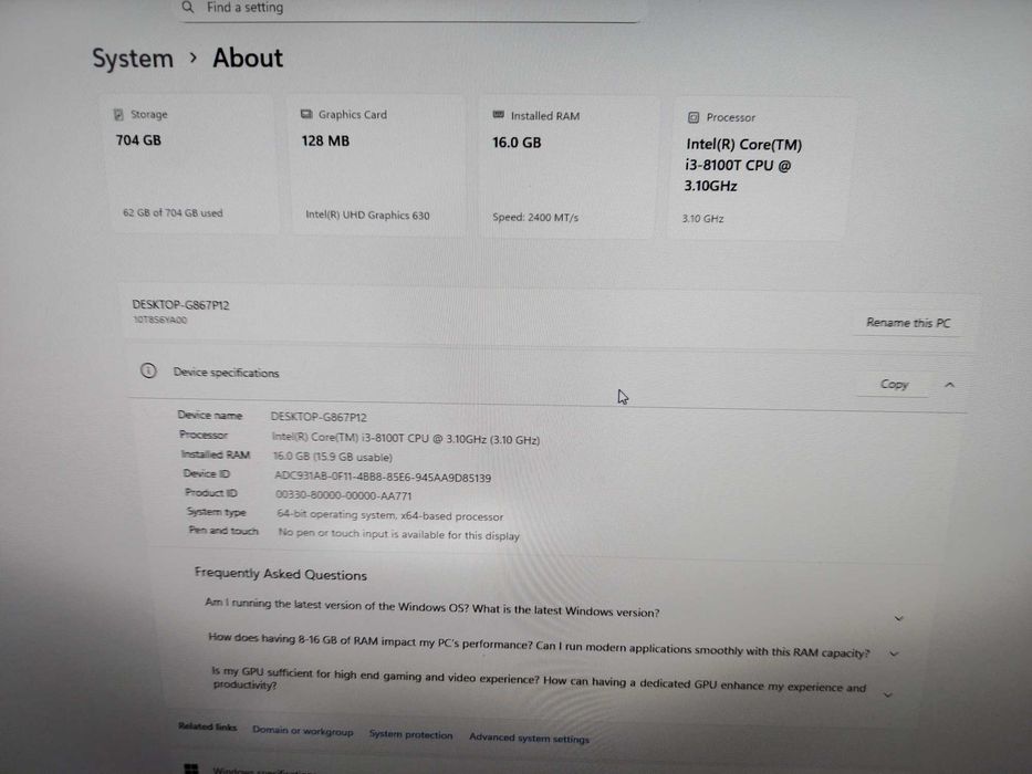 Mини компютър Lenovo M720q