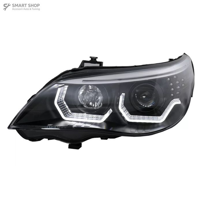 Faruri 3D LED Angel Eyes BMW Seria 5 E60 E61 (2003-2007) LCI Design Ne