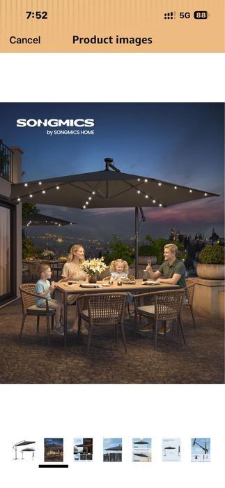 Луксозен градински чадър с LED осветление – 350 см