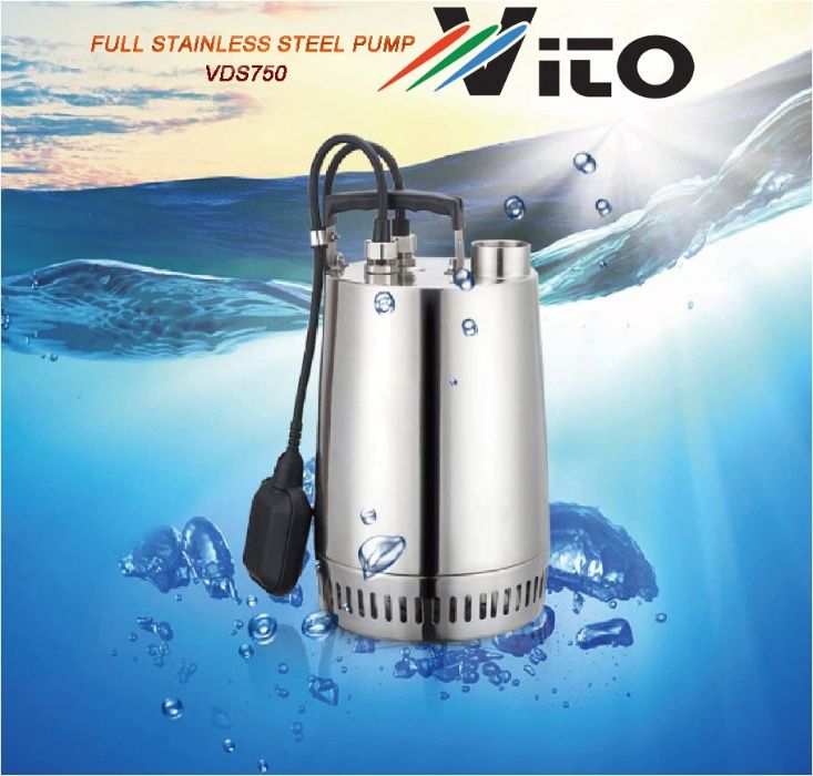 750W Потопяема Дренажна помпа - Изцяло от Неръждаема стомана AISI 304