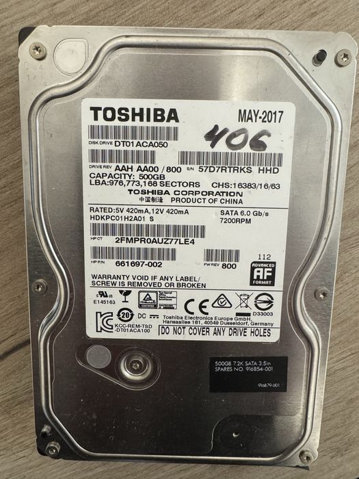 HDD Toshiba 500Gb sata