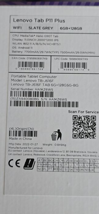 Tableta Lenovo Tab P11 Plus 11"