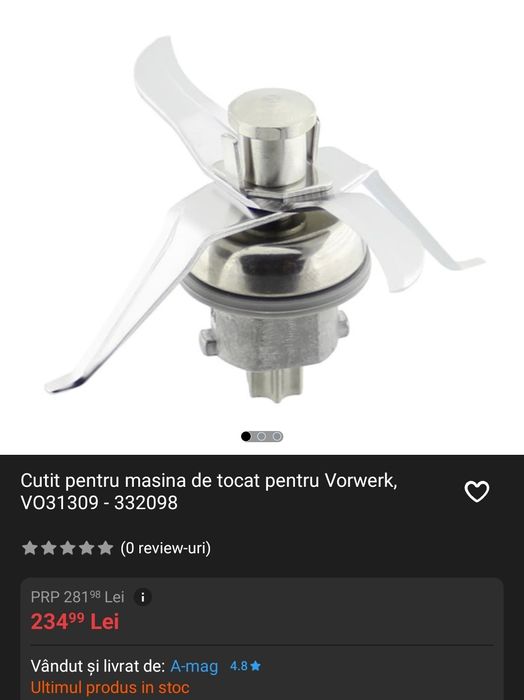 Cuțit thermomix Tm 21 sau vortex. Trimit prin OLX cu verificare colet.