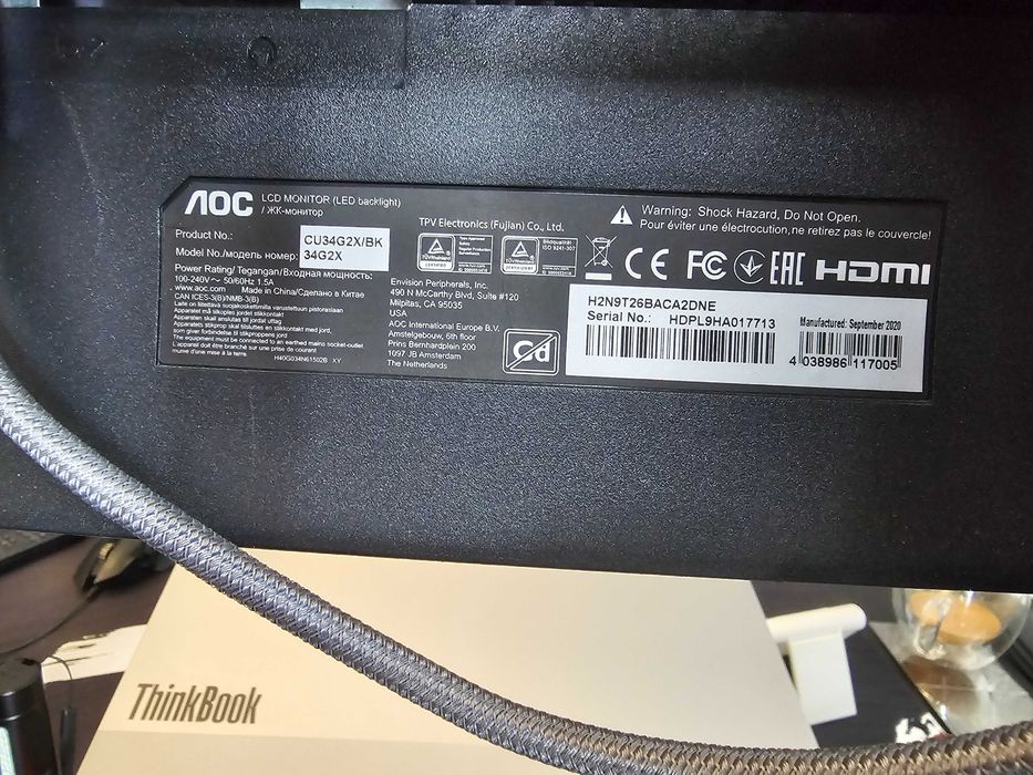 Monitor Gaming Curbat AOC 34"