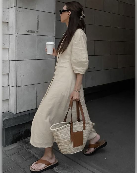 Платье летнее бежевое