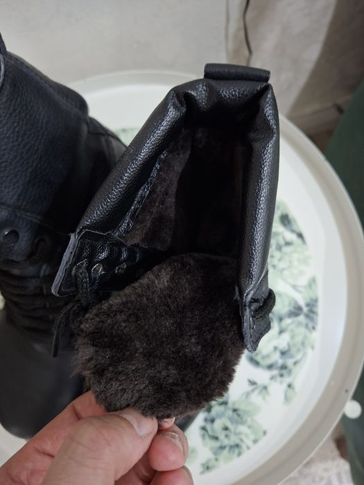 Кожаные зимние берцы