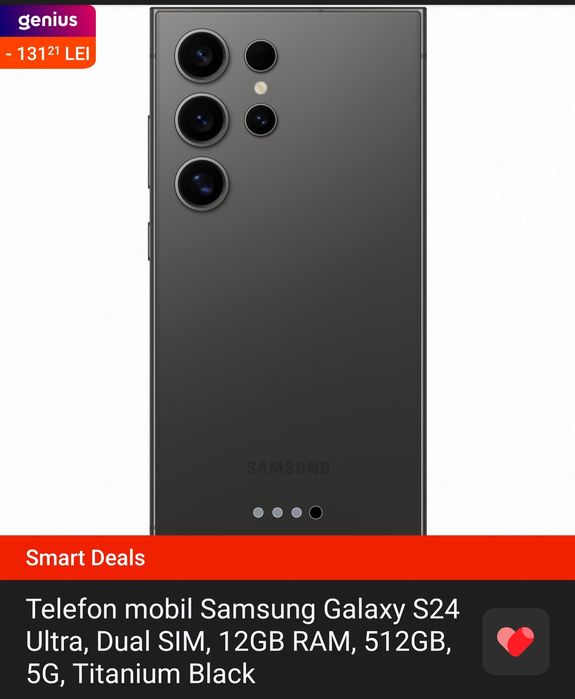 Samsung Galaxy S24 Ultra, Dual SIM, 12GB RAM, 512GB, 5G, Titanium Blac