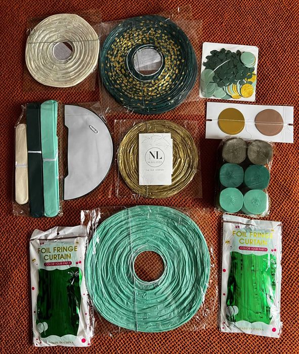 Set decorațiuni petrecere Verde & Auriu – 22 piese