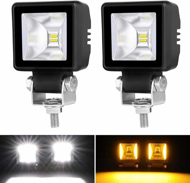 Комплект 4 Броя LED Халогени Фарове за Джип Офроуд Offroad с жълт DRL
