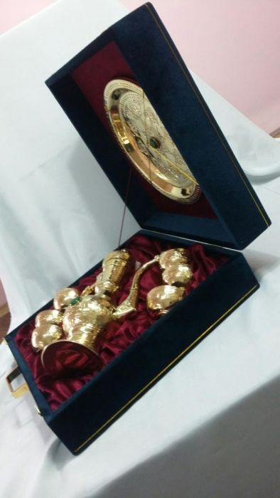 Национальный сувенир Чиканный сервиз из латуна 100% ручная работа