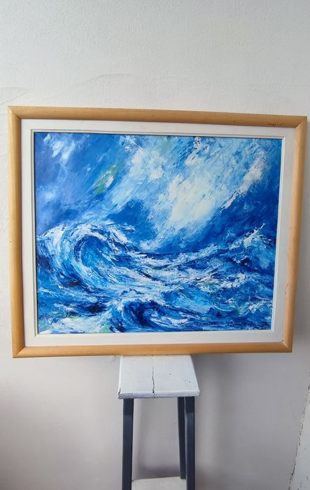 Картина маслени бои 60 на 50 см развълнувано море