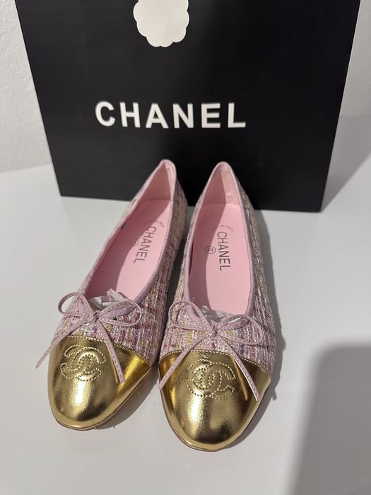 Gold Tweed Ballet Flats