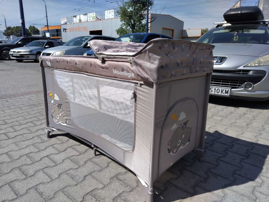 LORELLI Детска кошара на 2 нива с повивалник MOONLIGHT бежов