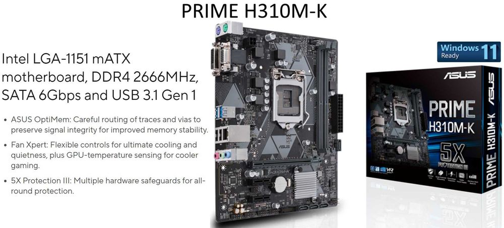 Дъно Дънна платка Asus Prime H310M-K 1151 DDR4