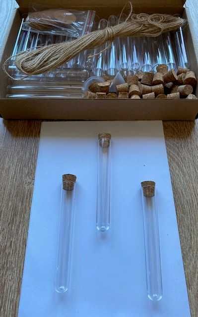 Set 42 eprubete plastic cu dop de pluta + etichete - decor/candy bar