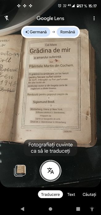 Carte veche, în limba germană."Grădina cea mare de Mir",1926