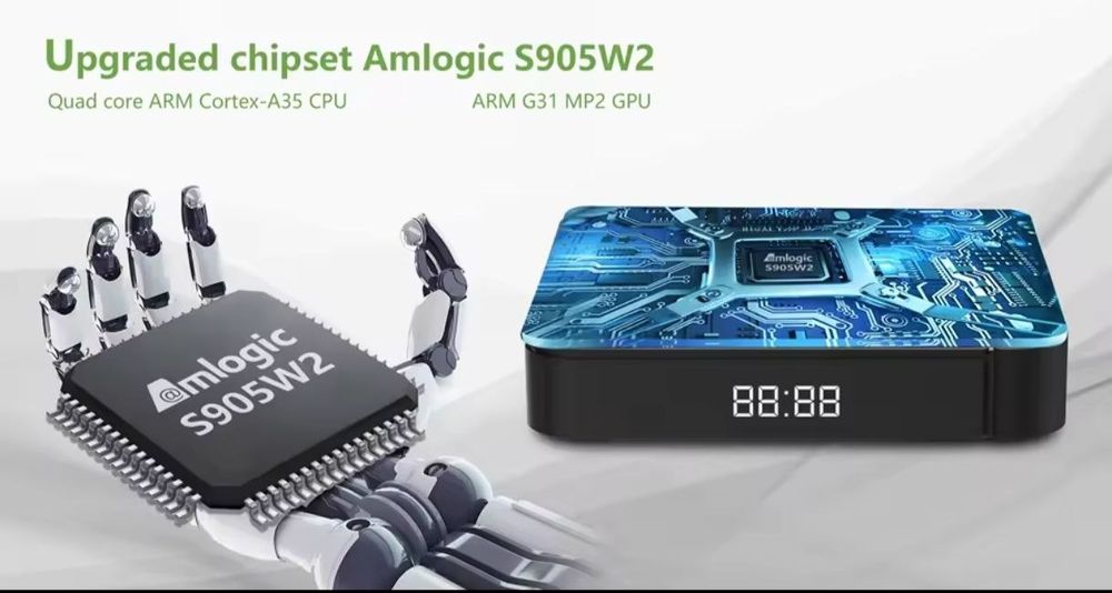 Tv box Tanix 4/32GB. 
-AndroidTv
-Dual WiFi 2,4/5G
-Bluetooth
На прист