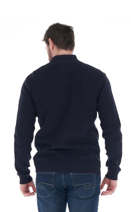 Lee Cooper - Cardigan/pulover cu fermoar si logo brodat, Bleumarin