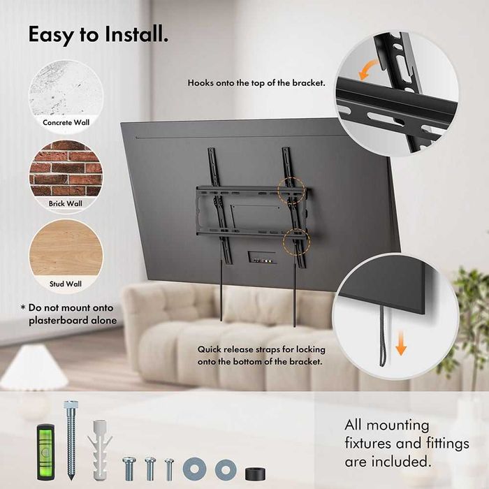 Vonhaus  3000817  Фиксирана скоба за телевизор 32-75 инчова