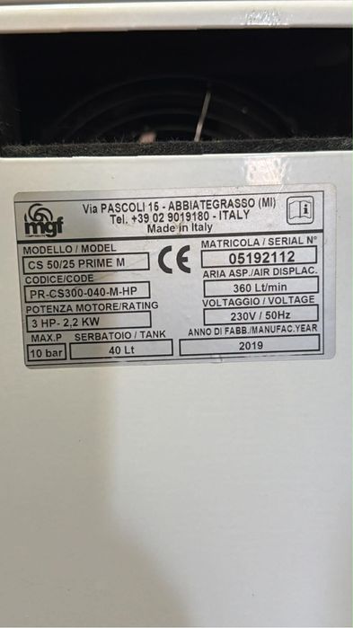 Compresor cad cam laborator stomatologic dentar fără ulei cu uscare și incintă insonorizare 10 bar MGF Silent CS 50/25 PRIME M HD