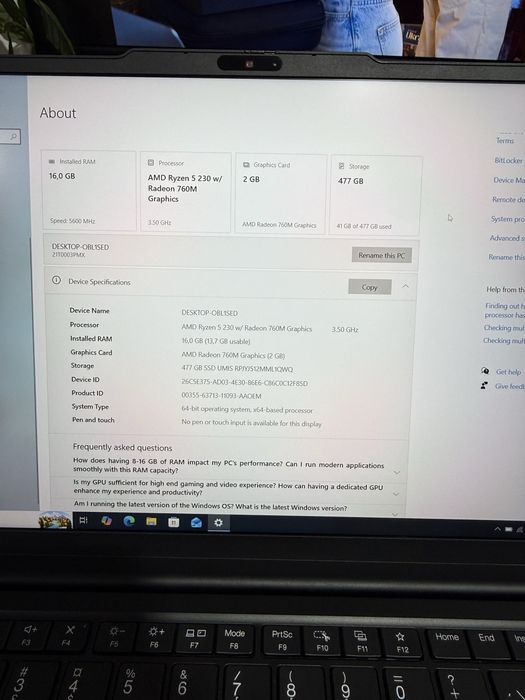 Lenovo E14 gen 7 16gb ddr5 512ssd