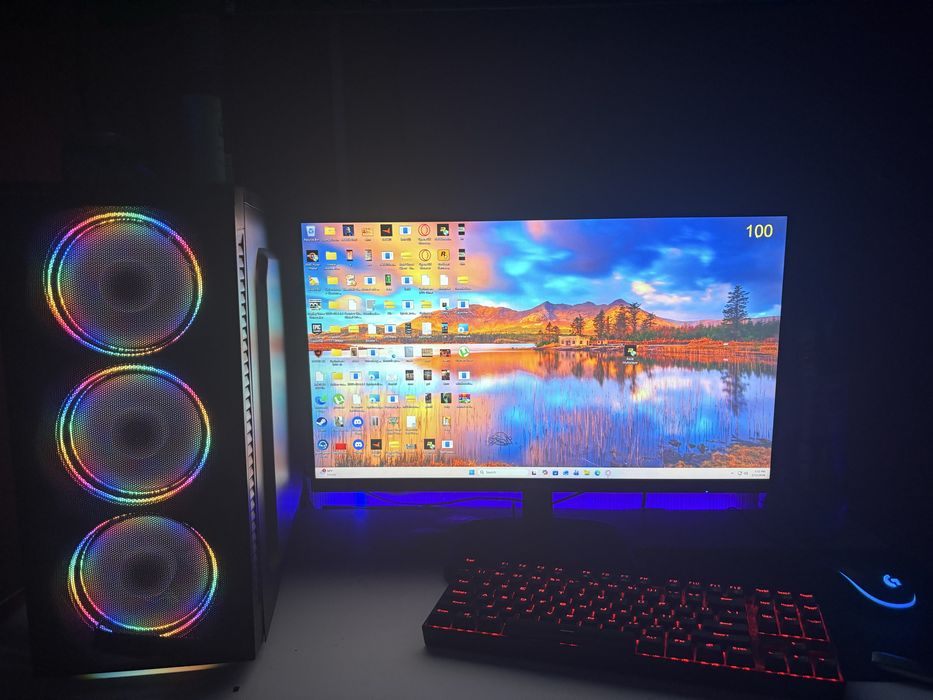 PC Gaming + Monitor 100hx + tastatura Redragon mecanica
