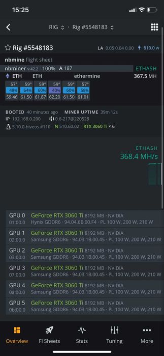 Майнинг ферма. 3060ti х6