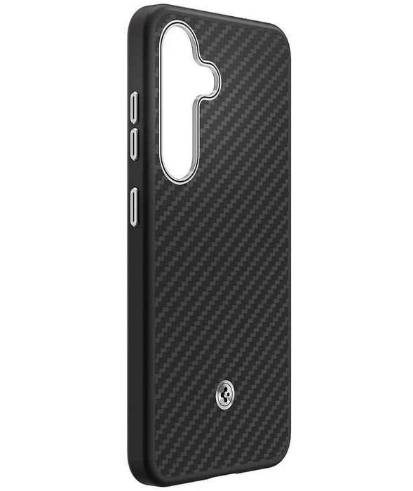 Кевларен карбон калъф кейс Spigen Enzo Aramid MagSafe Magnet Black Silver Case за Samsung Galaxy S25 Plus черен - GP-FPS936PGABW - 30 евро