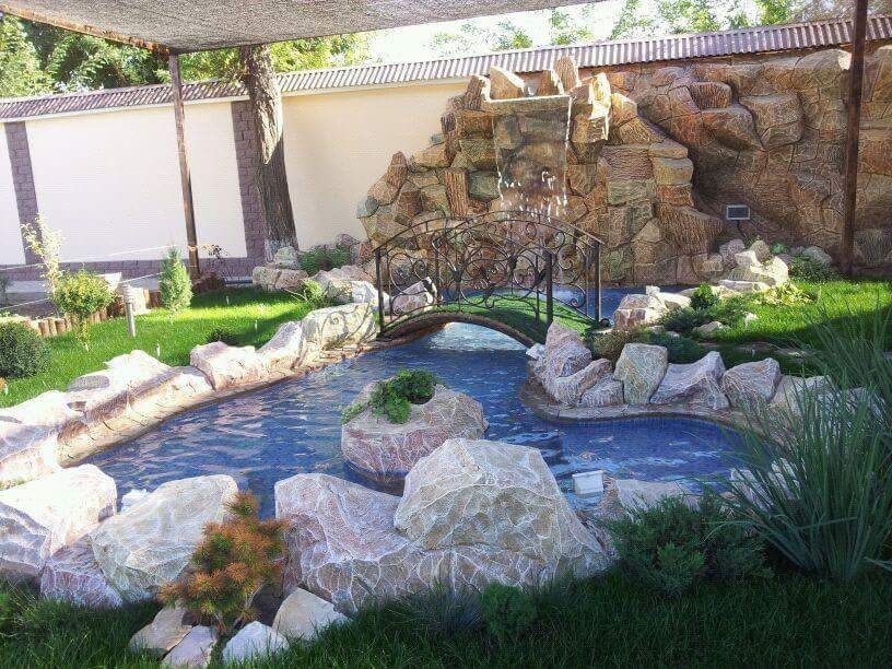 Водопад,шаршара,хай тек,пруды,арык,бассейн,фонтан,мостик,камень,тош