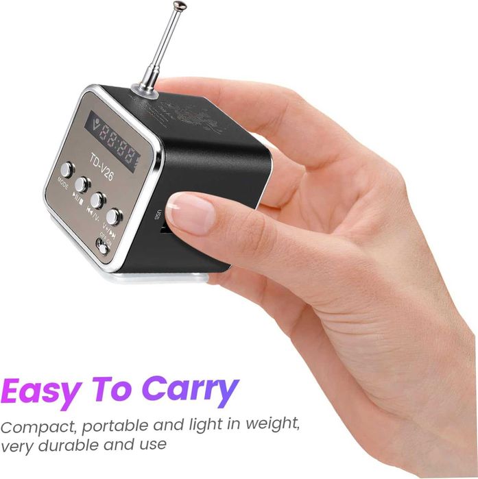 Mini Boxa Portabila cu Radio FM MP3 Player LED LCD 45dB USB MicroSD