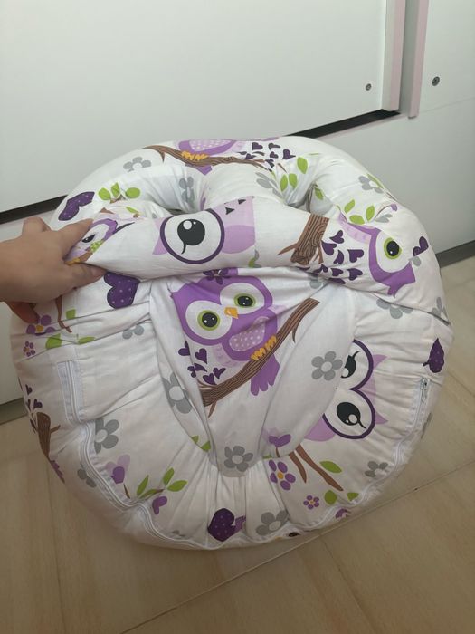 Седалка за бебе с лилави бухали