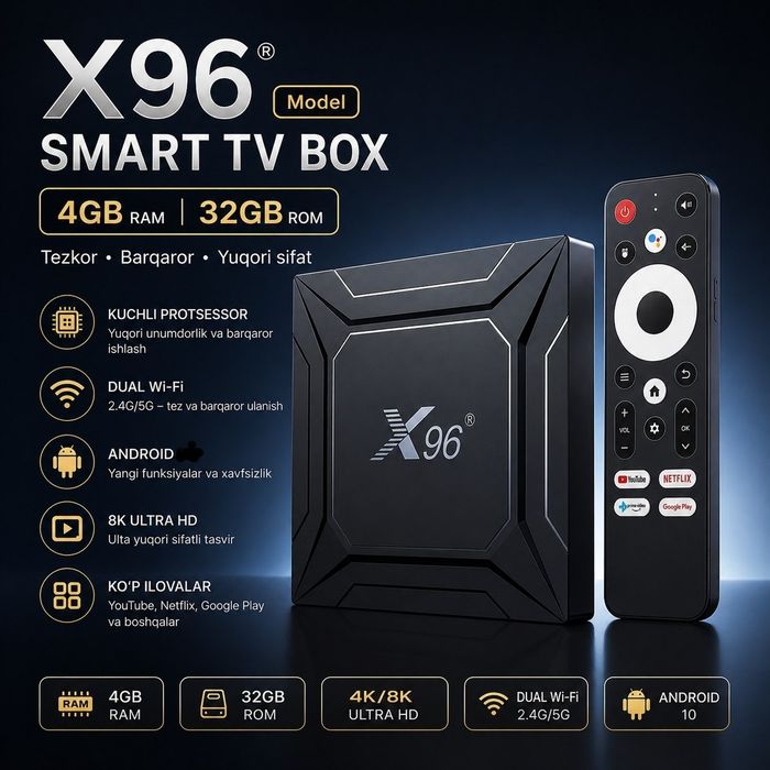 ‼️Смартбох X96M android14.Настройка тайёр.Бепул Каналла+Кинолар.bx