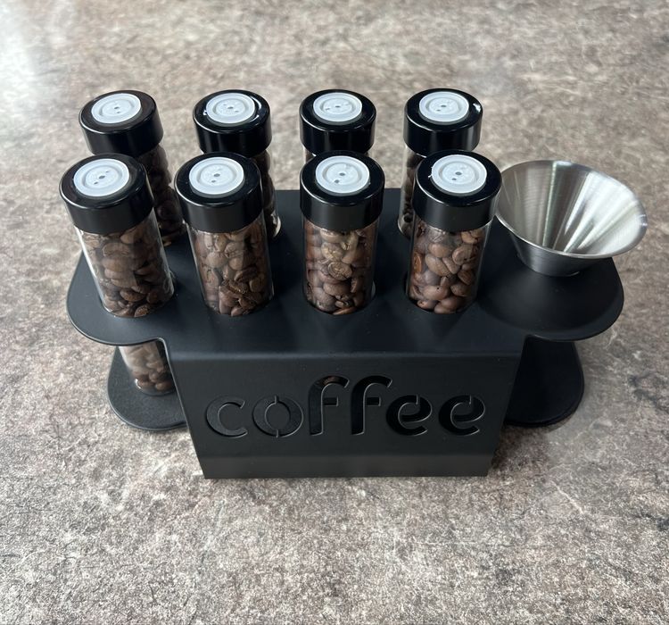 Coffee Dekor / Стойка для хранения кофейных зёрен на 8 доз (чёрная)