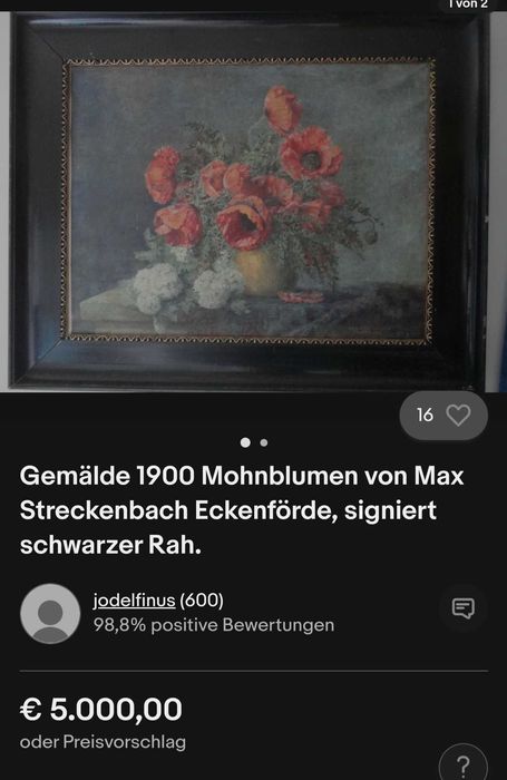 Макове– MAX STRECKENBACH– (GERMAN 1865-1936) Масло, платно! 84см/ 69см
