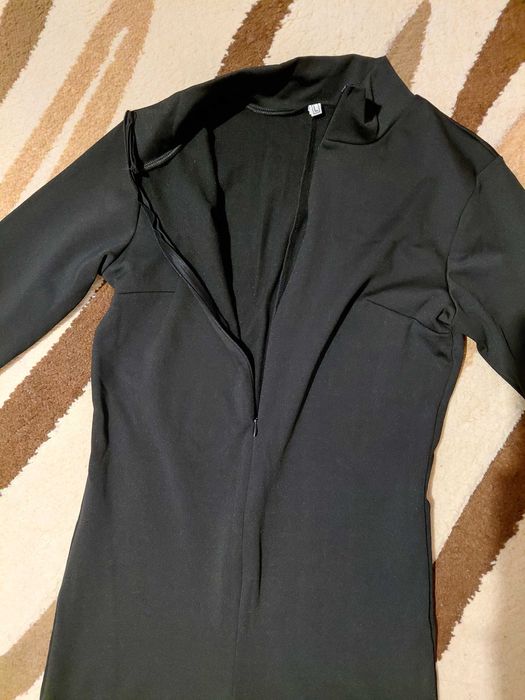 Черен зимен дълъг гащеризон от полар