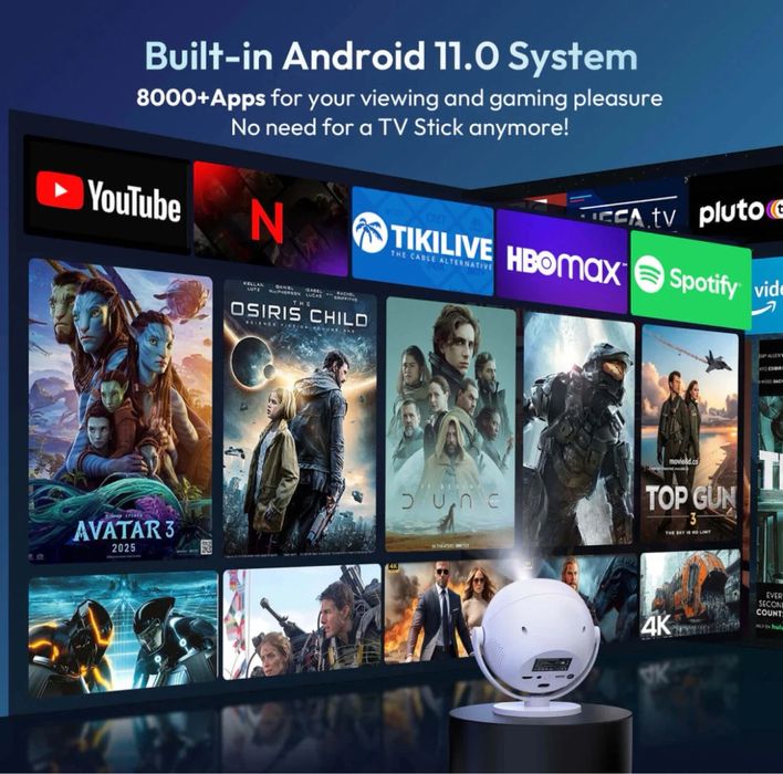 XGODY A2 Gimbal преносим проектор Android 11 WiFi6 Bluetooth