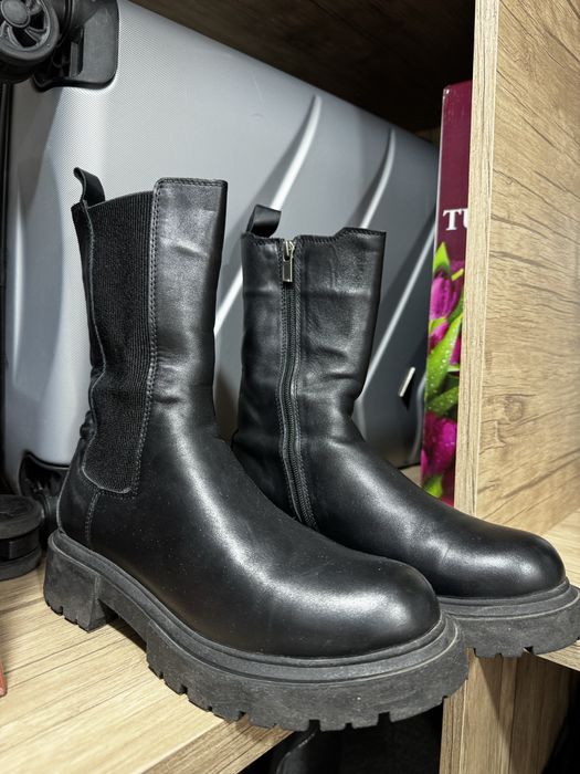 зимние кожанные сапоги