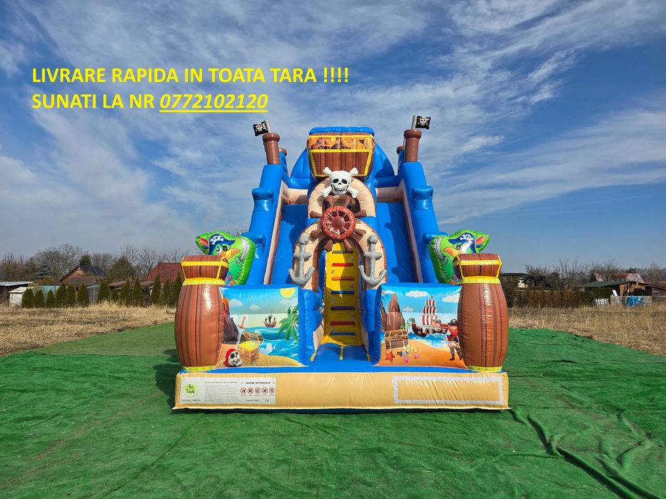 Tobogan gonflabil mare Comoara Piratilor 8x4.5x6.5 m – direct de la producator