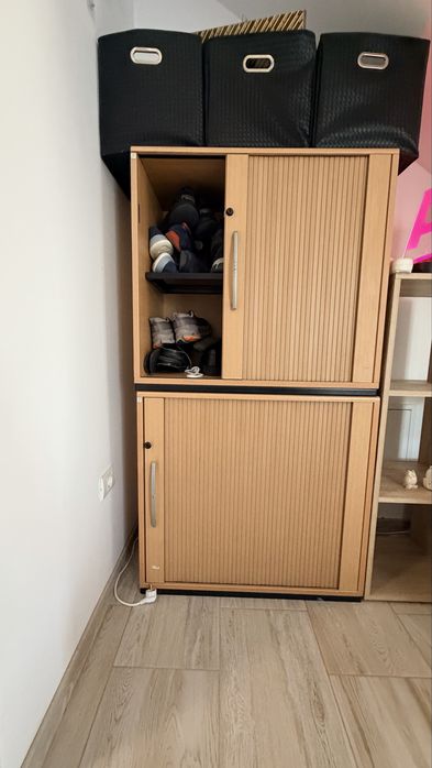 2 dulapuri depozitare/pantofi cu uși rulou – 80x74x43 cm