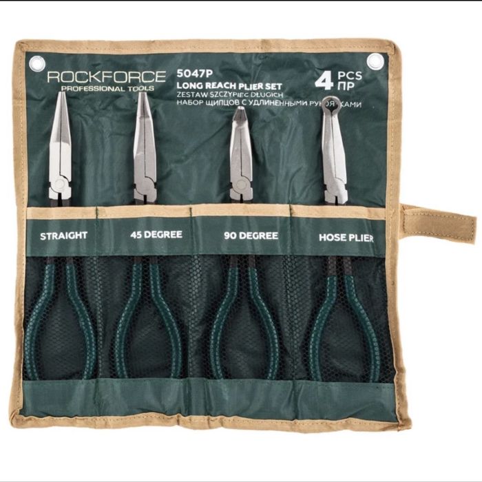 Дългораменни клещи комплект 4 броя в плат RockFORCE