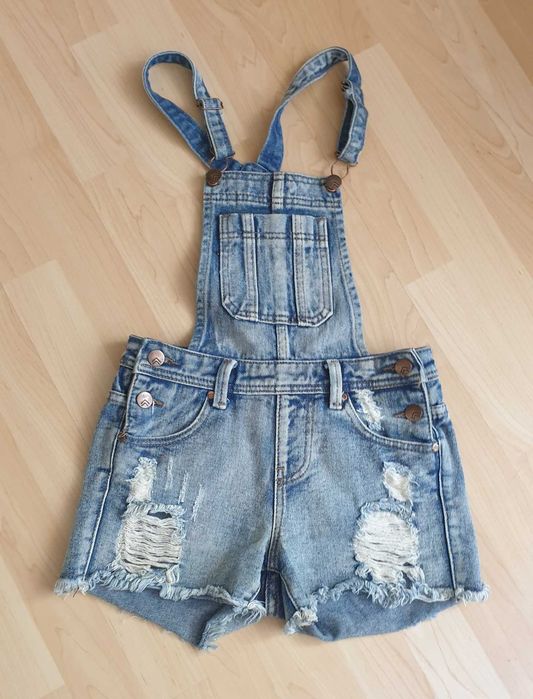 Jeans pantaloni scurti salopetă fete 10-12 ani